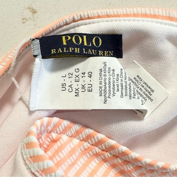 Ralph Lauren Bikini Bottom Orange & White Striped Large New - Picture 6 of 7